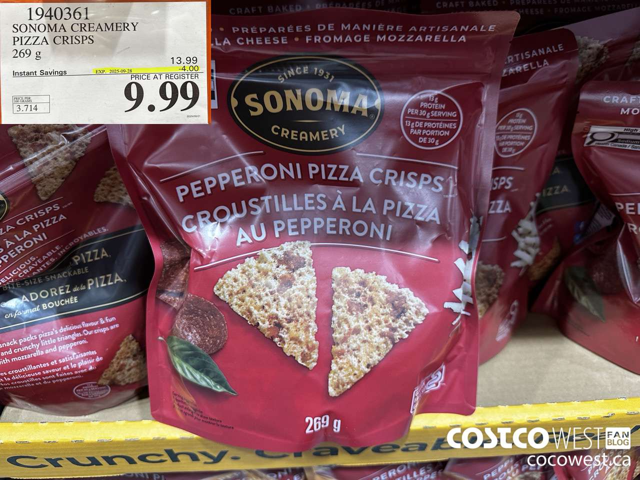 1940361 SONOMA CREAMERY PIZZA CRISPS 269G ($4.00 INSTANT SAVINGS EXPIRES ON 2025-09-28) $9.99