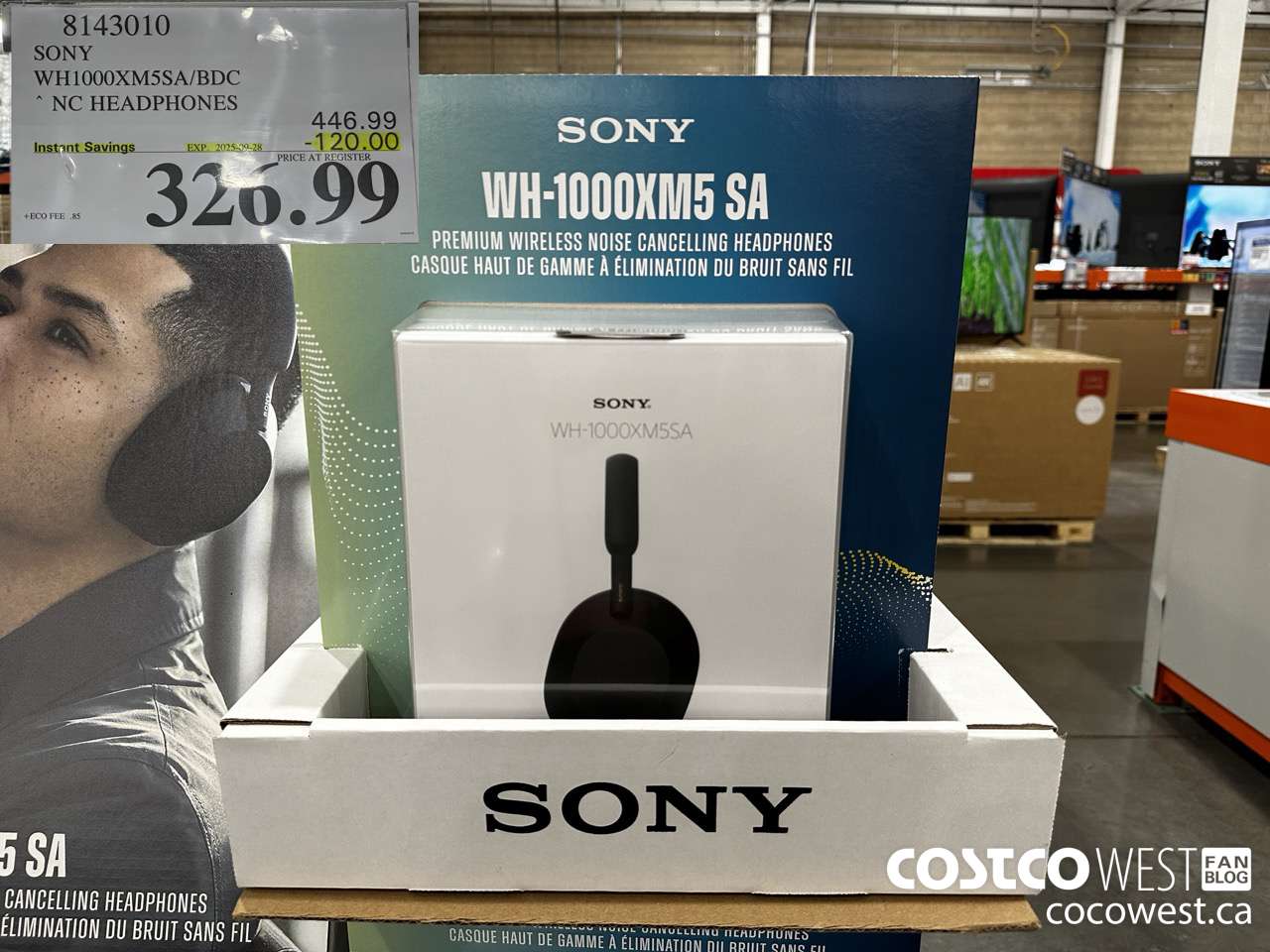 8143010 SONY WH1000XM5SA/BDC NC HEADPHONES ($120.00 INSTANT SAVINGS EXPIRES ON 2025-09-28) $326.99
