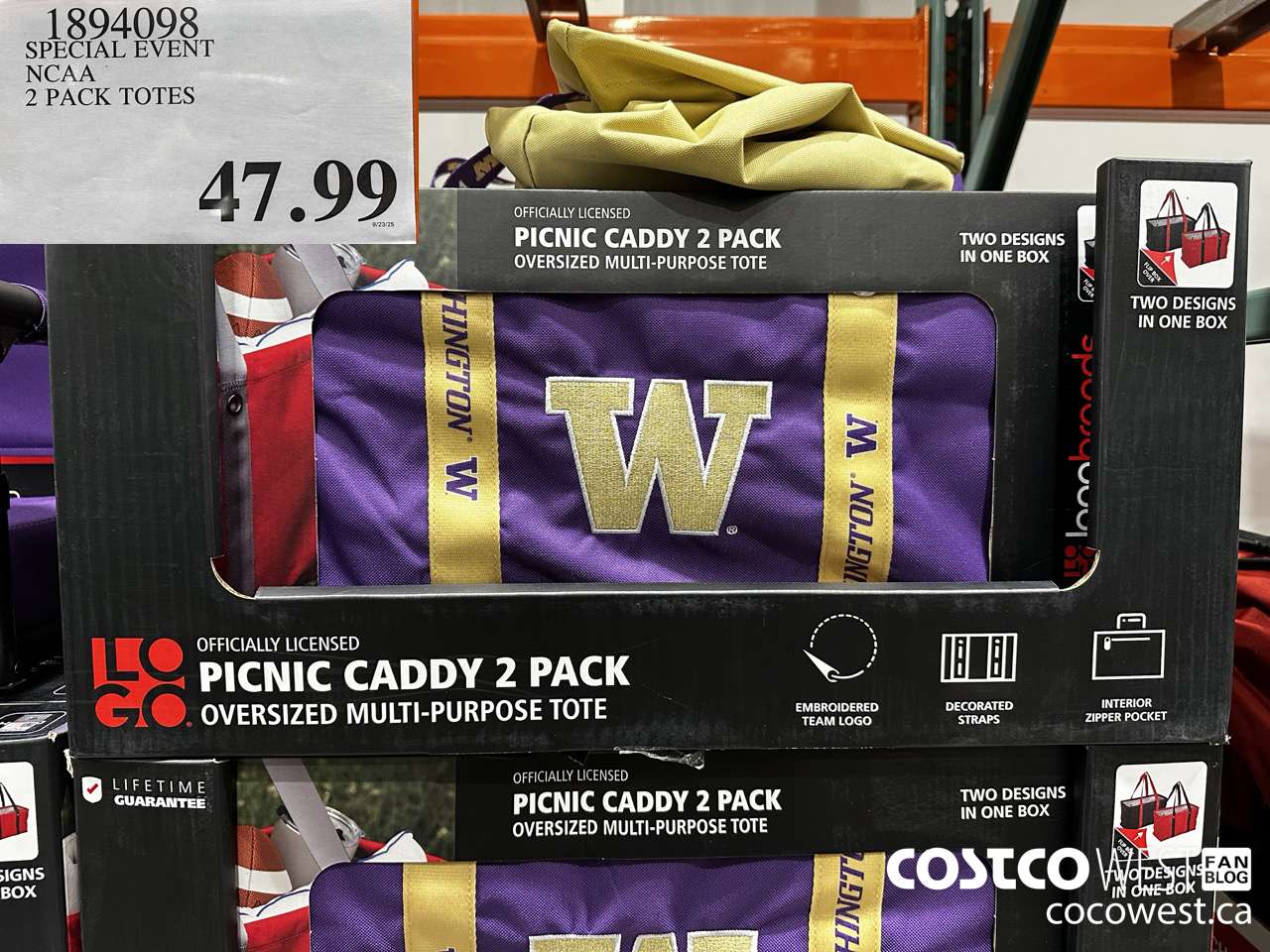 1894098 SPECIAL EVENT NCAA 2 PACK TOTES $47.99