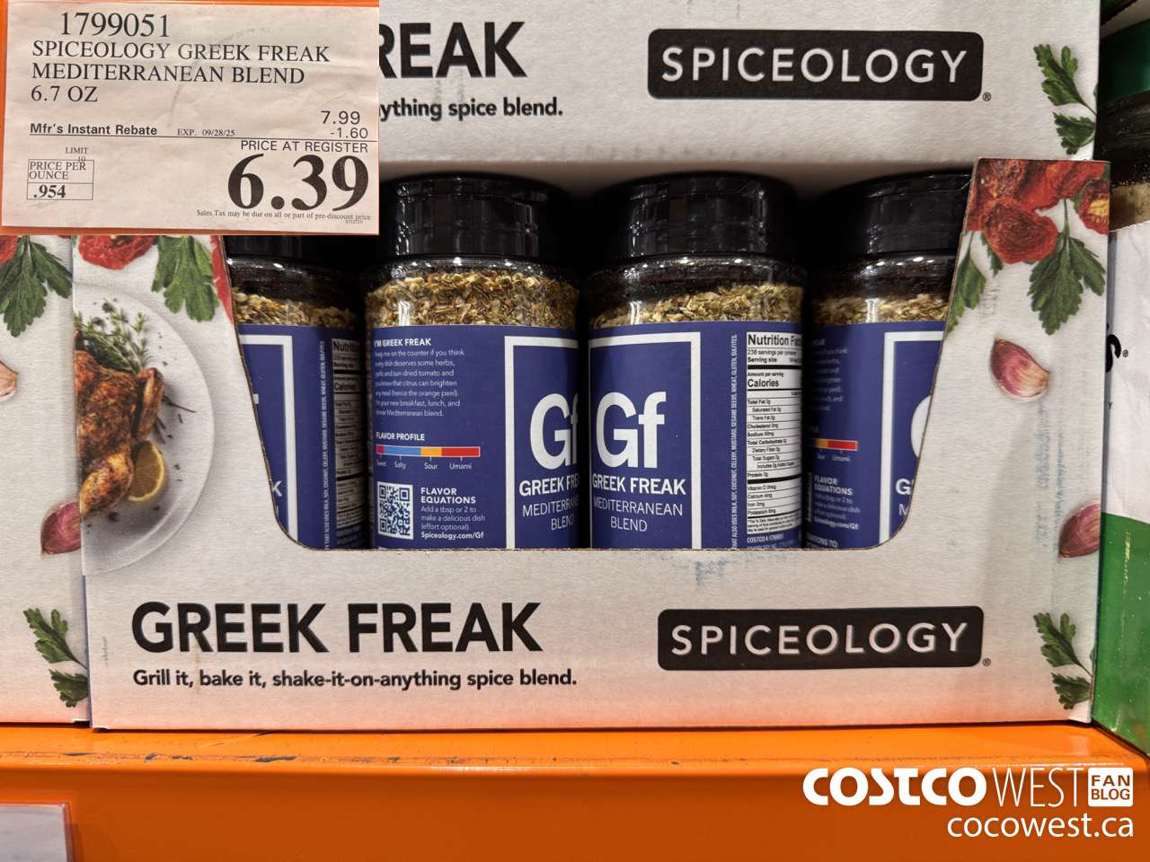 1799051 SPICEOLOGY GREEK FREAK MEDITERRANEAN BLEND 6.7 OZ ($1.60 INSTANT SAVINGS EXPIRES ON 2025-09-28) $6.39