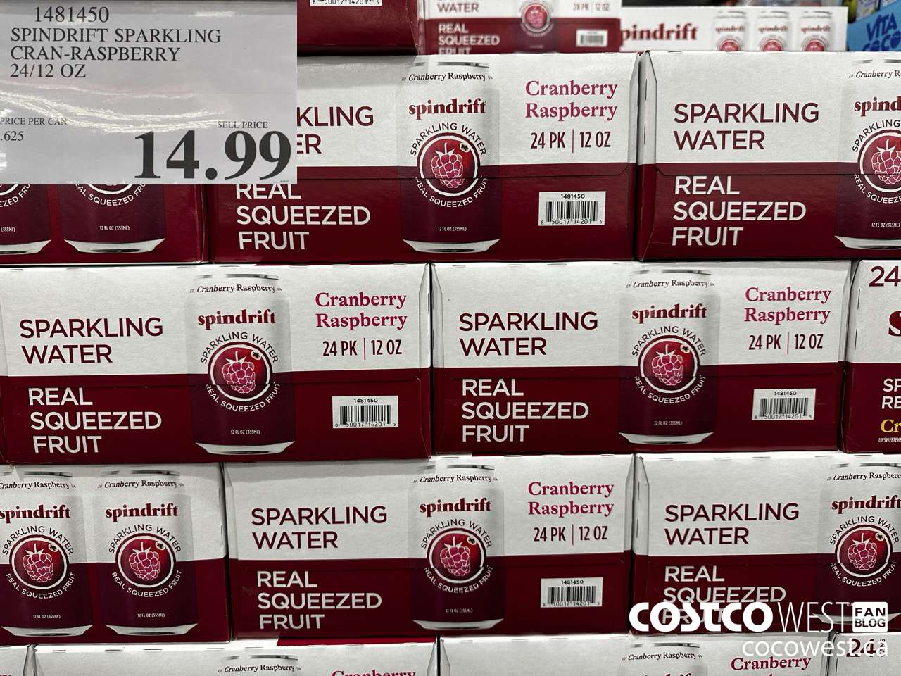 1481450 SPINDRIFT SPARKLING CRAN-RASPBERRY 24/12 OZ $14.99