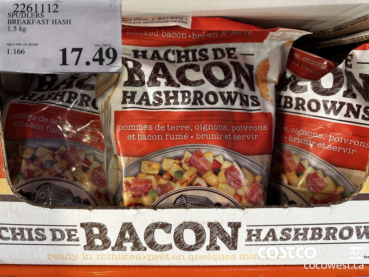 2261112 SPUDLERS BREAKFAST HASH 1.5 KG $17.49