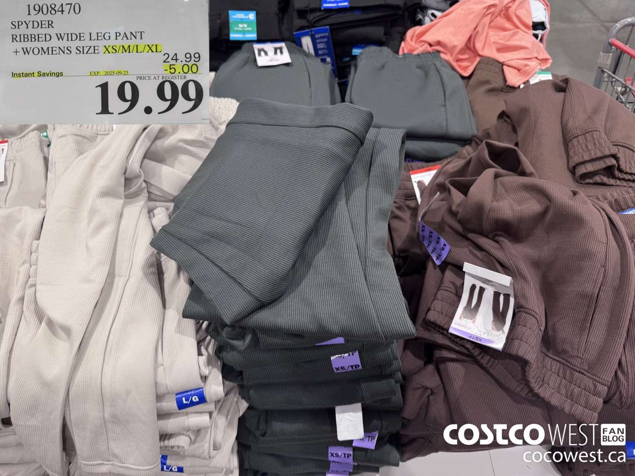 1908470 SPYDER RIBBED WIDE LEG PANT WOMENS SIZES XS/M/L/XL ($5.00 INSTANT SAVINGS EXPIRES ON 2025-09-23) $19.99