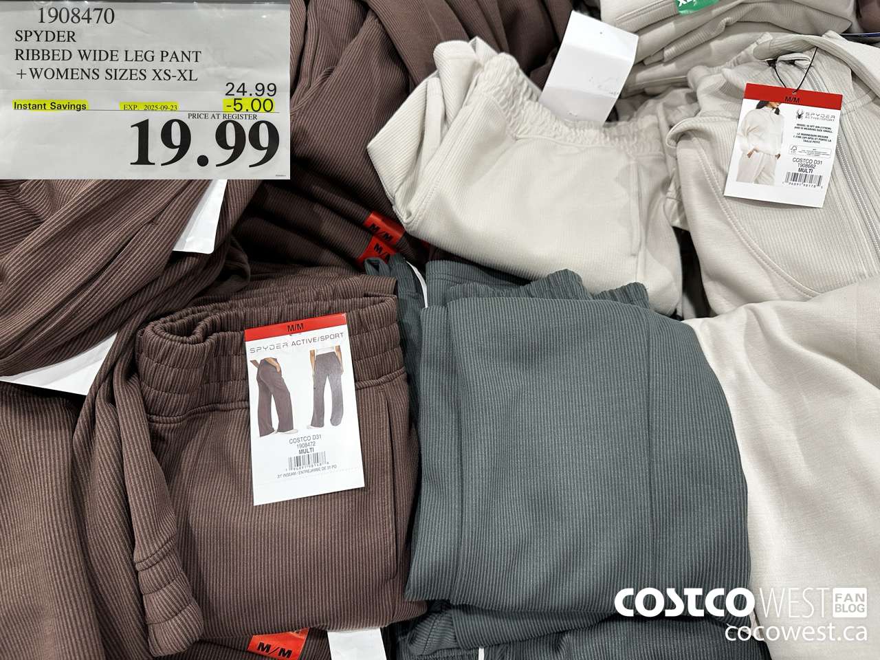 1908470 SPYDER RIBBED WIDE LEG PANT WOMENS SIZES XS/M/L/XL ($5.00 INSTANT SAVINGS EXPIRES ON 2025-09-23) $19.99