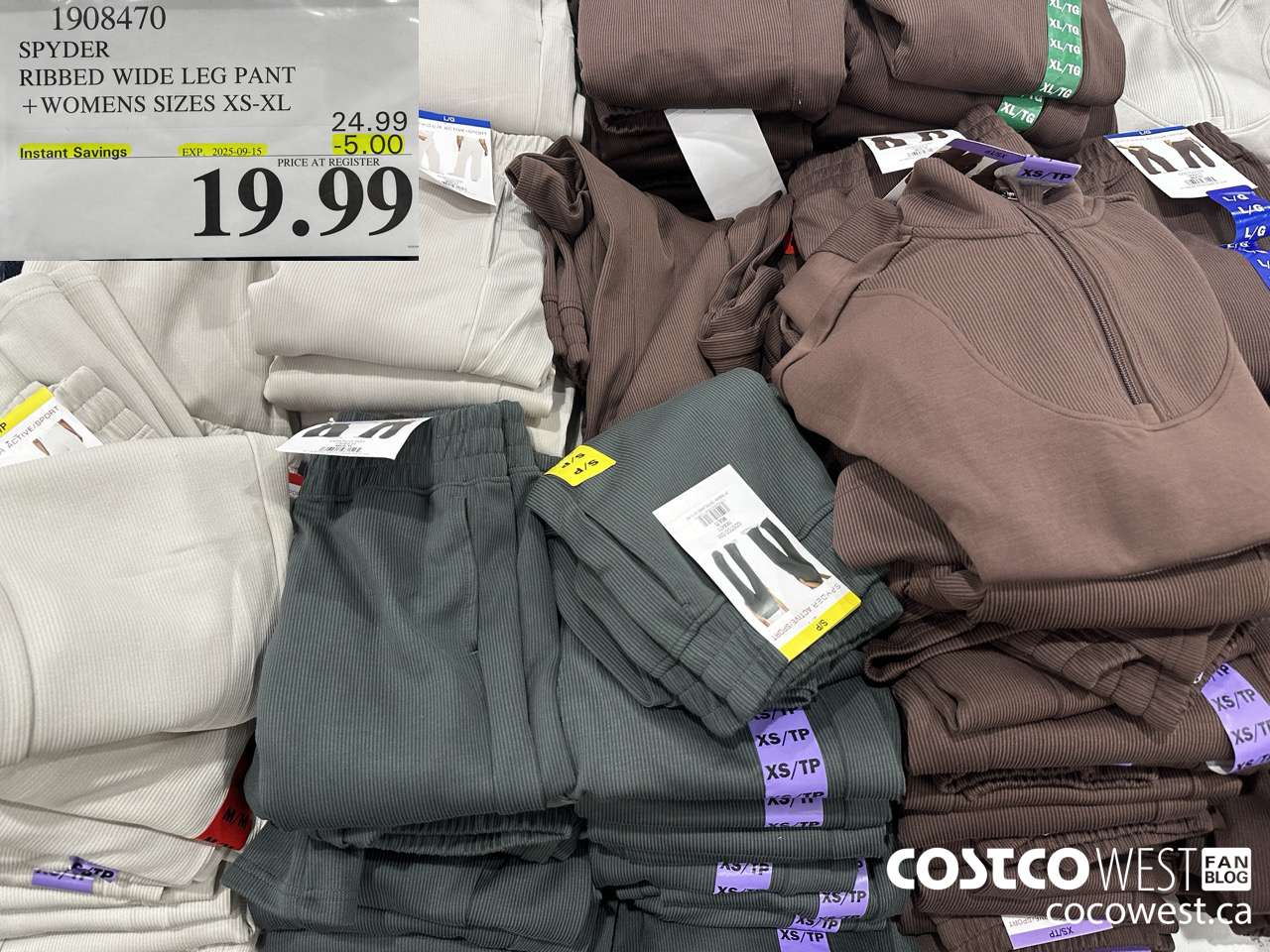 1908470 SPYDER RIBBED WIDE LEG PANT WOMENS SIZES XS-XL ($5.00 INSTANT SAVINGS EXPIRES ON 2025-09-15) $19.99