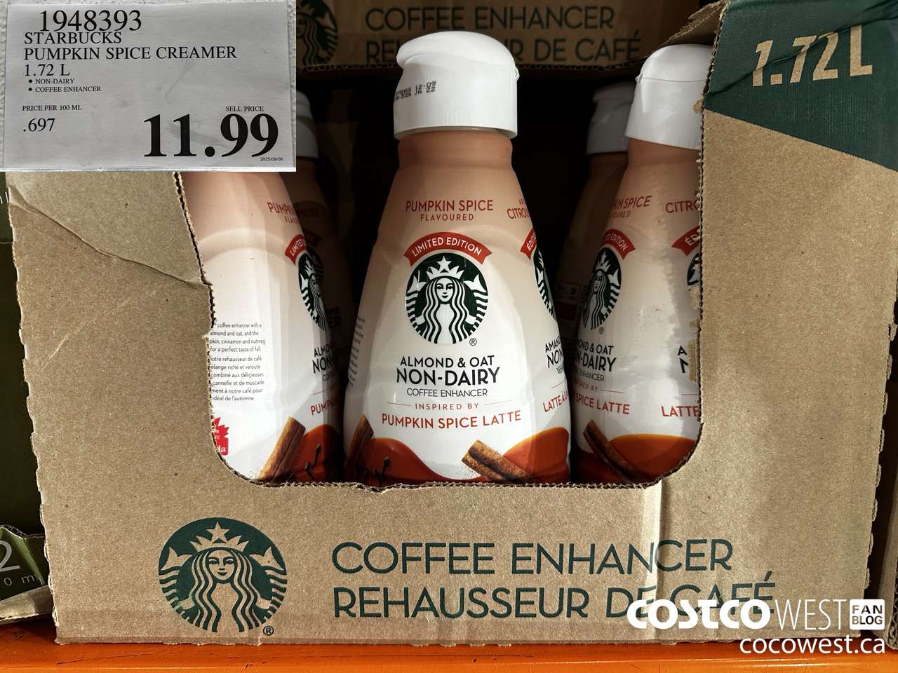 1948393 STARBUCKS PUMPKIN SPICE CREAMER 1.72L $11.99
