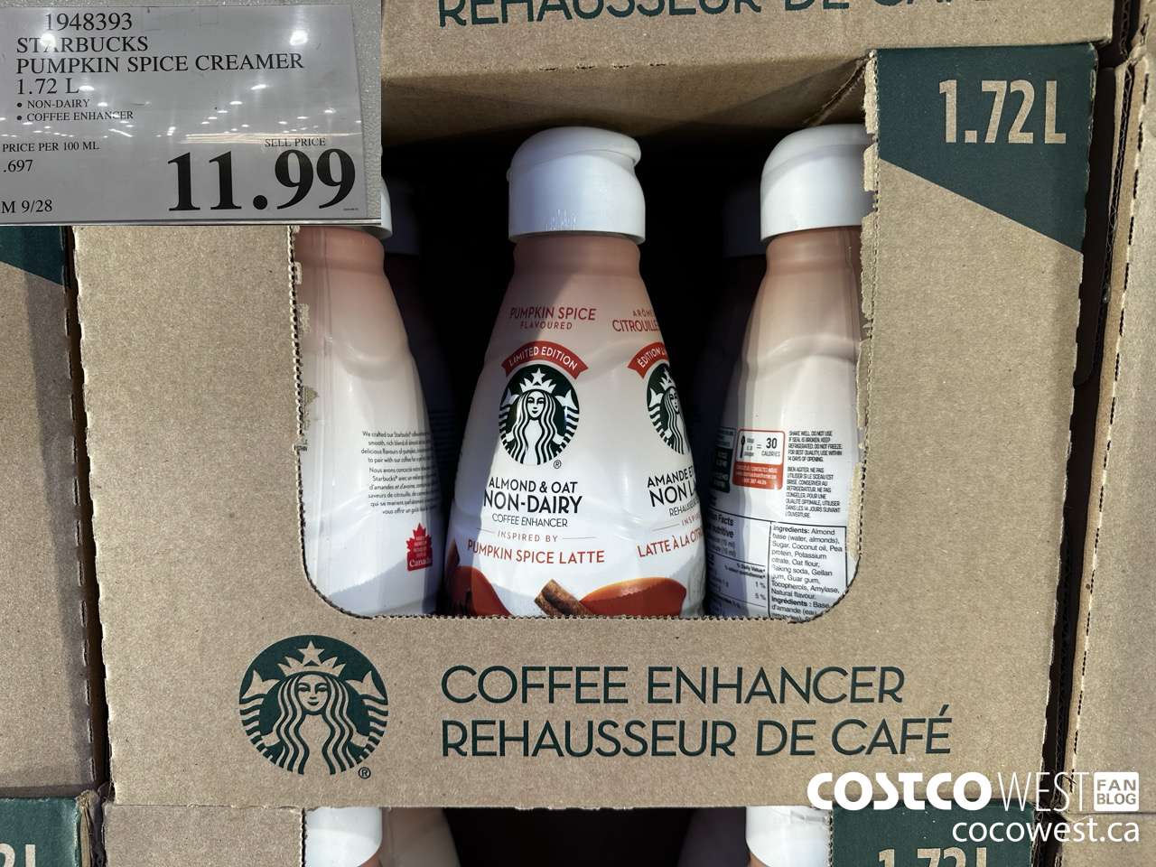 1948393 STARBUCKS PUMPKIN SPICE CREAMER 1.72L $11.99