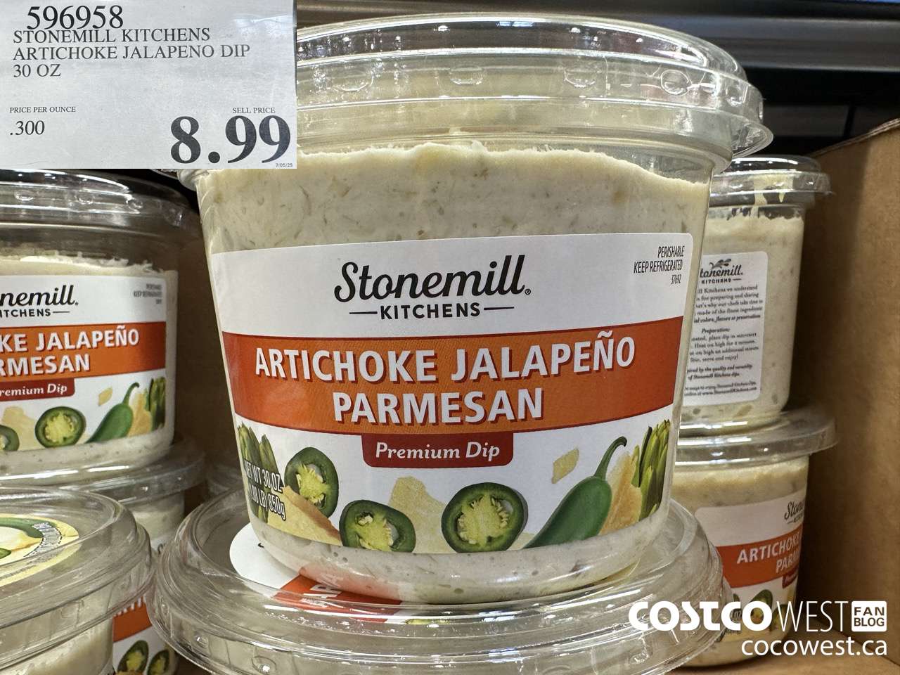 596958 STONEMILL KITCHENS ARTICHOKE JALAPENO DIP 30 OZ $8.99