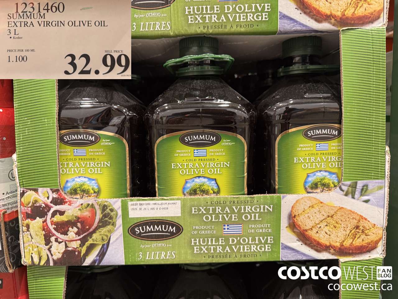 1231460 SUMMUM EXTRA VIRGIN OLIVE OIL 3 L  $32.99