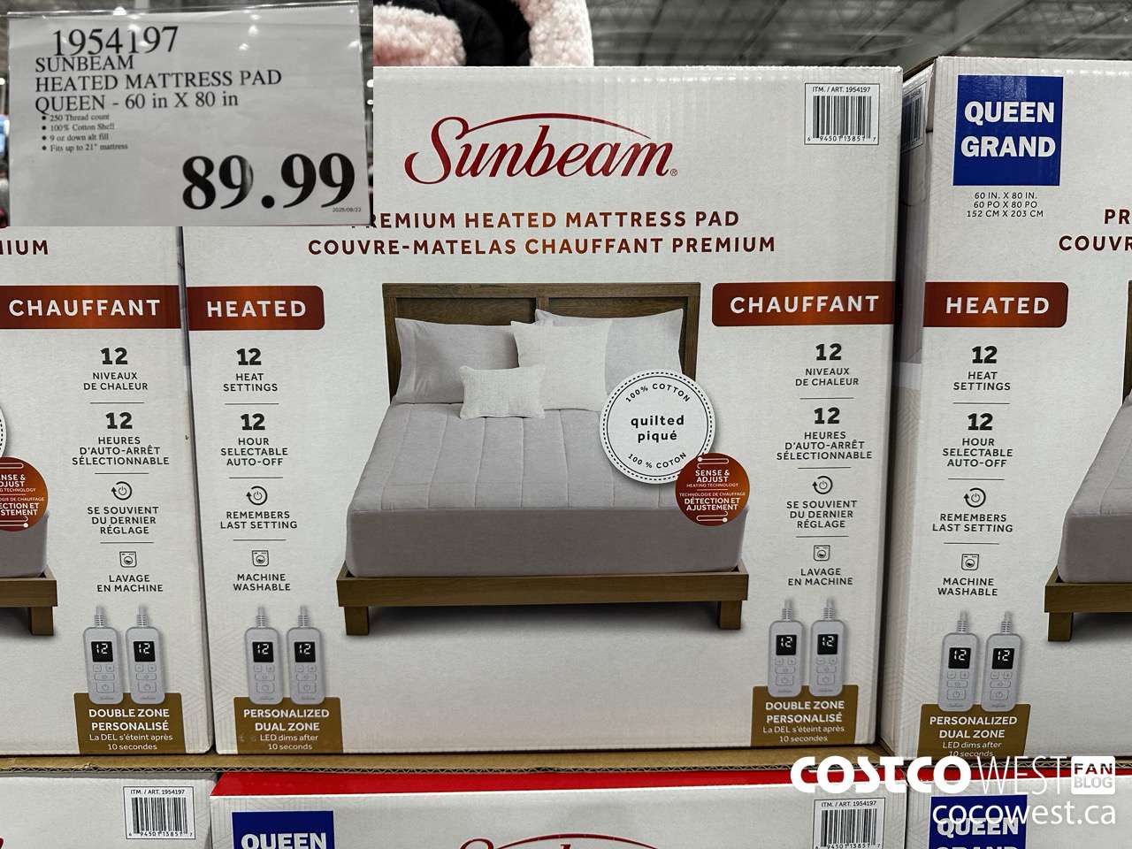 1954197 SUNBEAM HEATED MATTRESS PAD QUEEN 60 IN X 80 IN $89.99