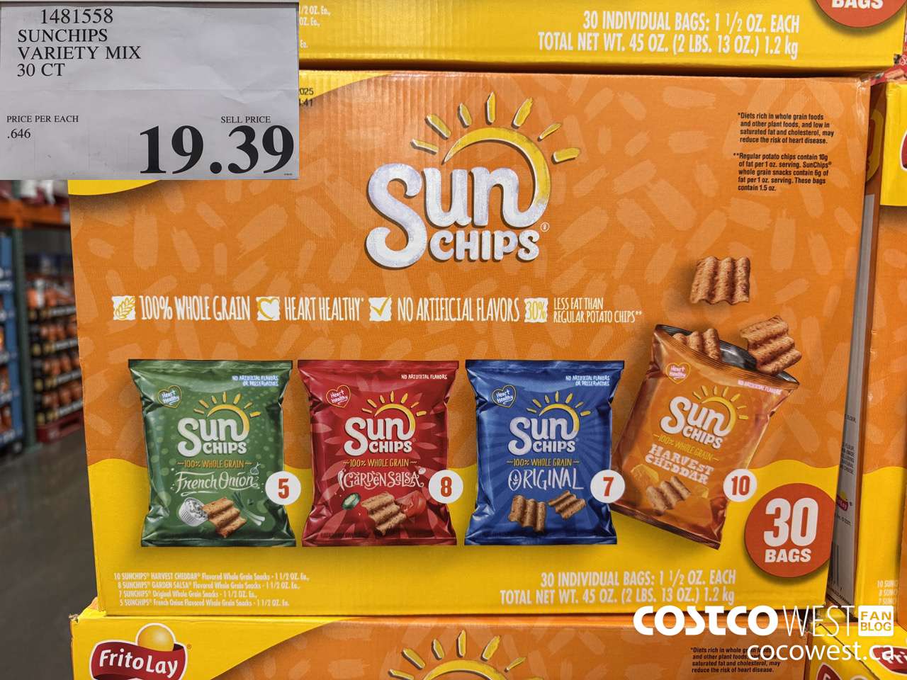 1481558 SUN CHIPS VARIETY 30 CT $19.39