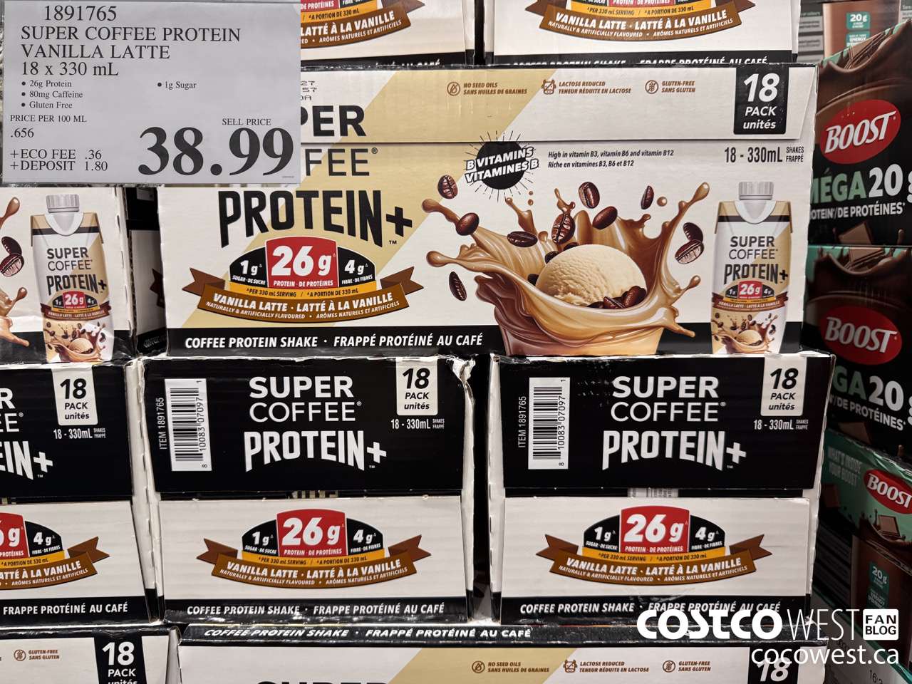 1891765 SUPER COFFEE PROTEIN VANILLA LATTE 18 X 330 mL $38.99