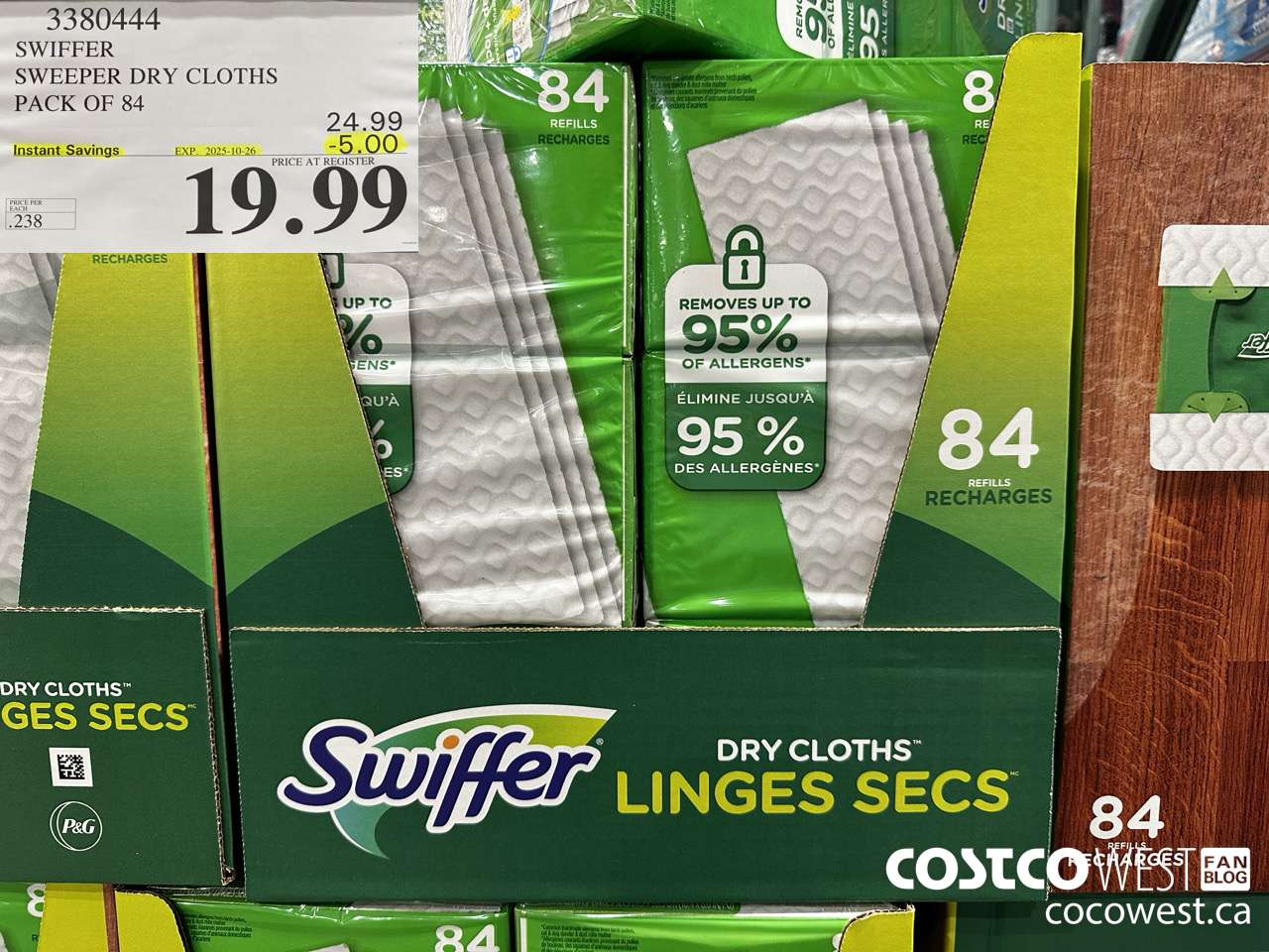 3380444 SWIFFER SWEEPER DRY CLOTHS PACK OF 84 ($5.00 INSTANT SAVINGS EXPIRES ON 2025-10-26) $19.99