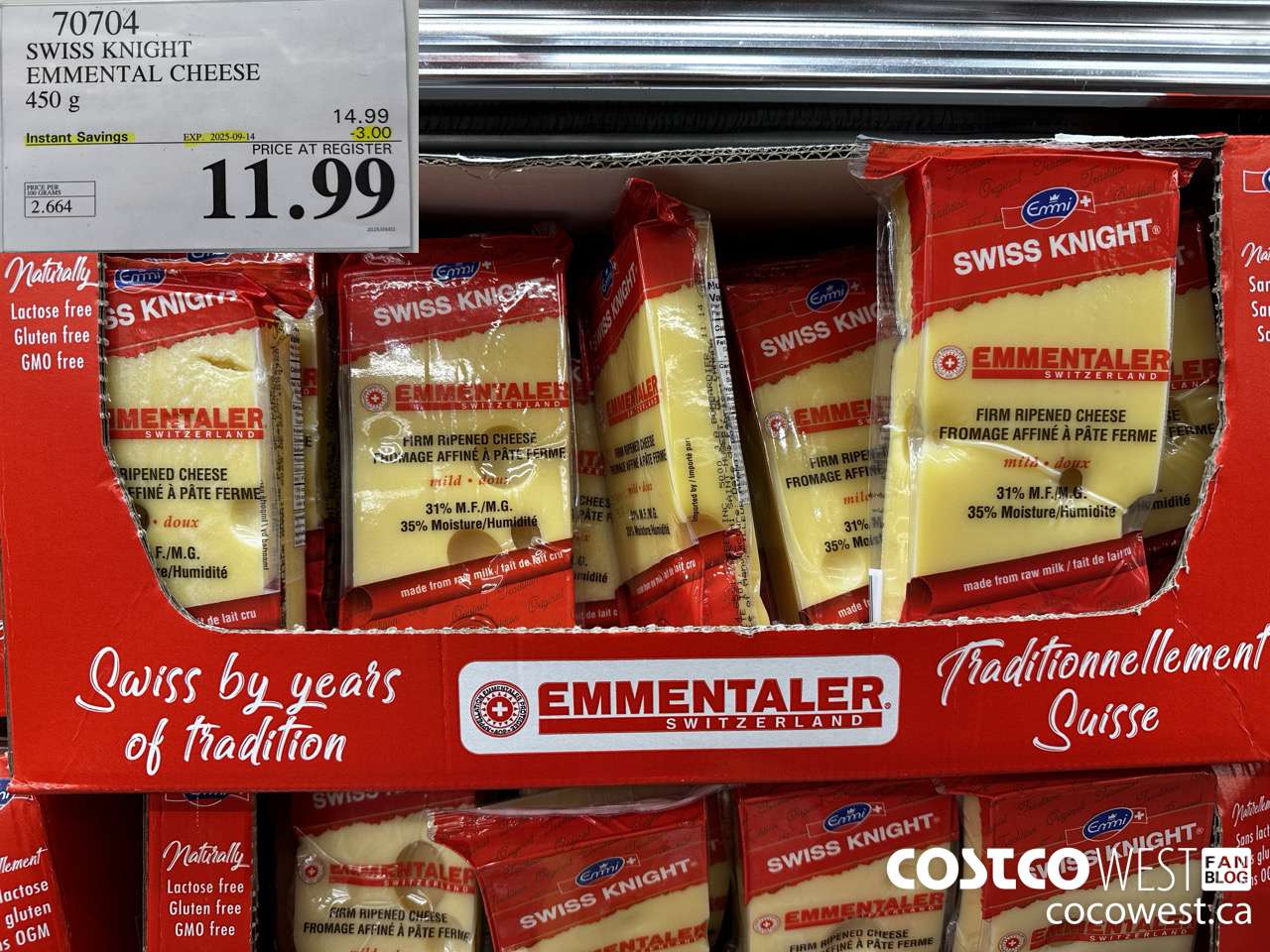 70704 SWISS KNIGHT EMMENTALER 450G ($3.00 INSTANT SAVINGS EXPIRES ON 2025-09-14) $11.99