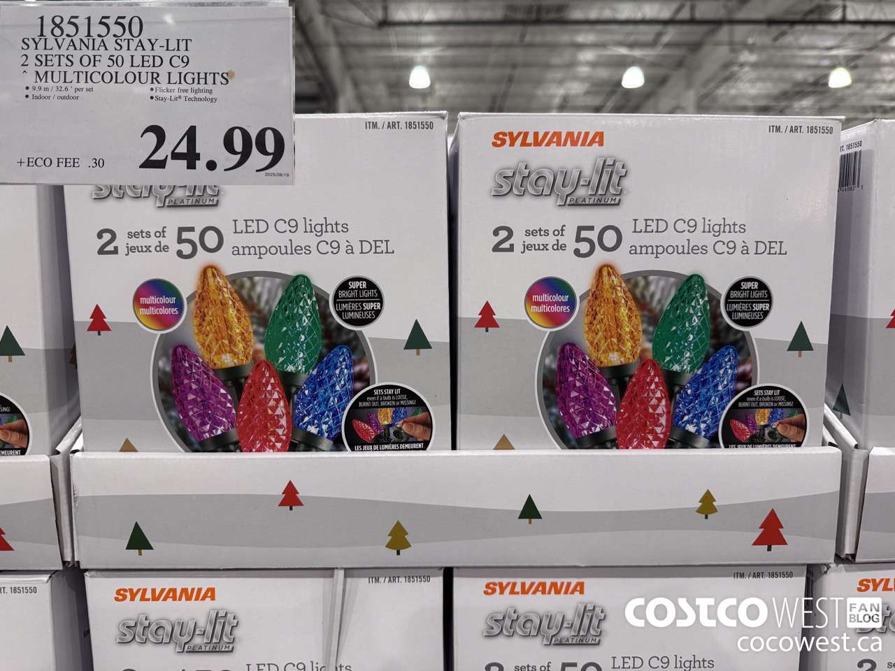 1851550 SYLVANIA STAY-LIT 2 SETS OF 50 LED C9 MULTICOLOUR LIGHTS $24.99