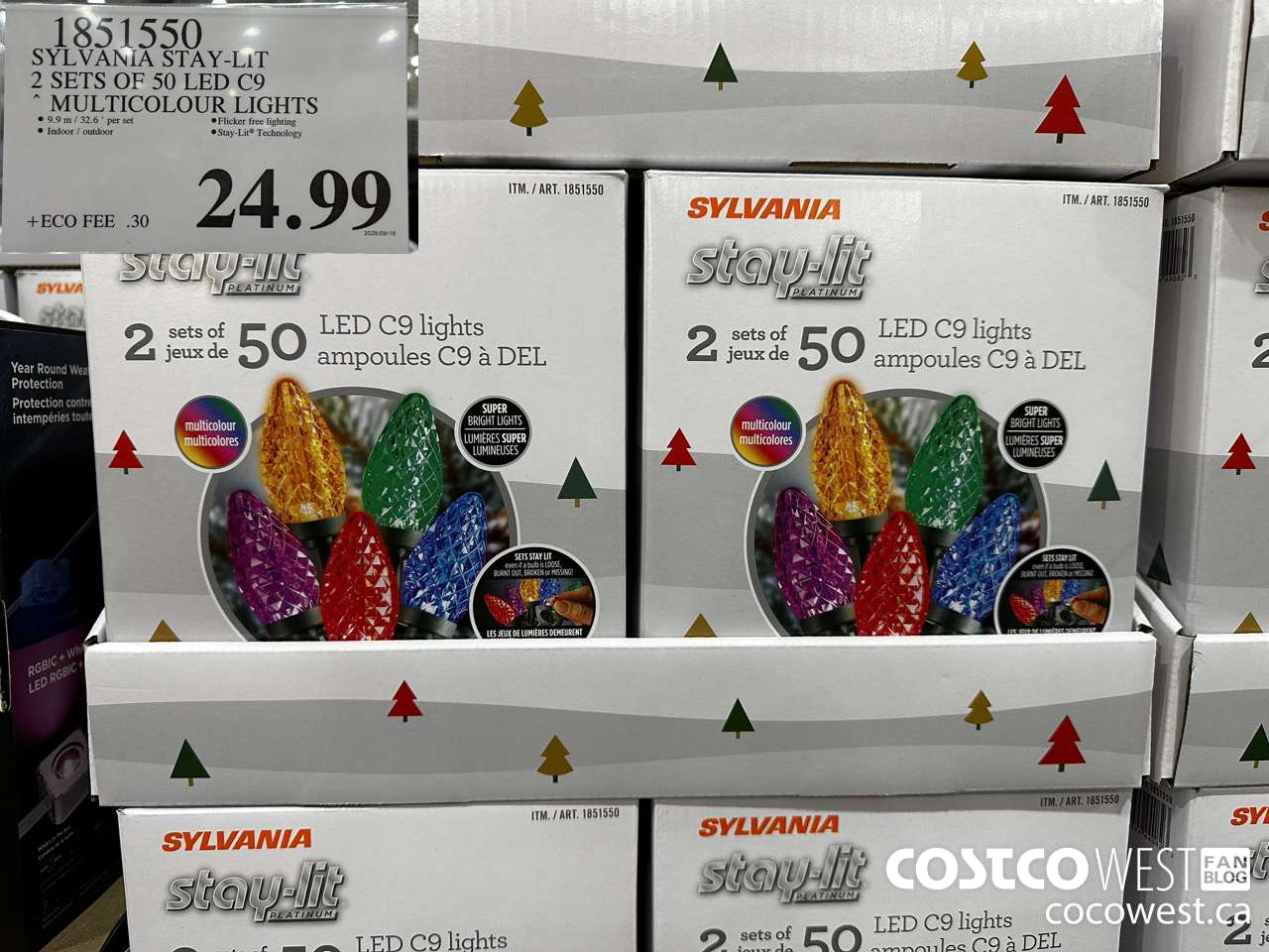 1851550 SYLVANIA STAY-LIT 2 SETS OF 50 LED C9 MULTICOLOUR LIGHTS $24.99