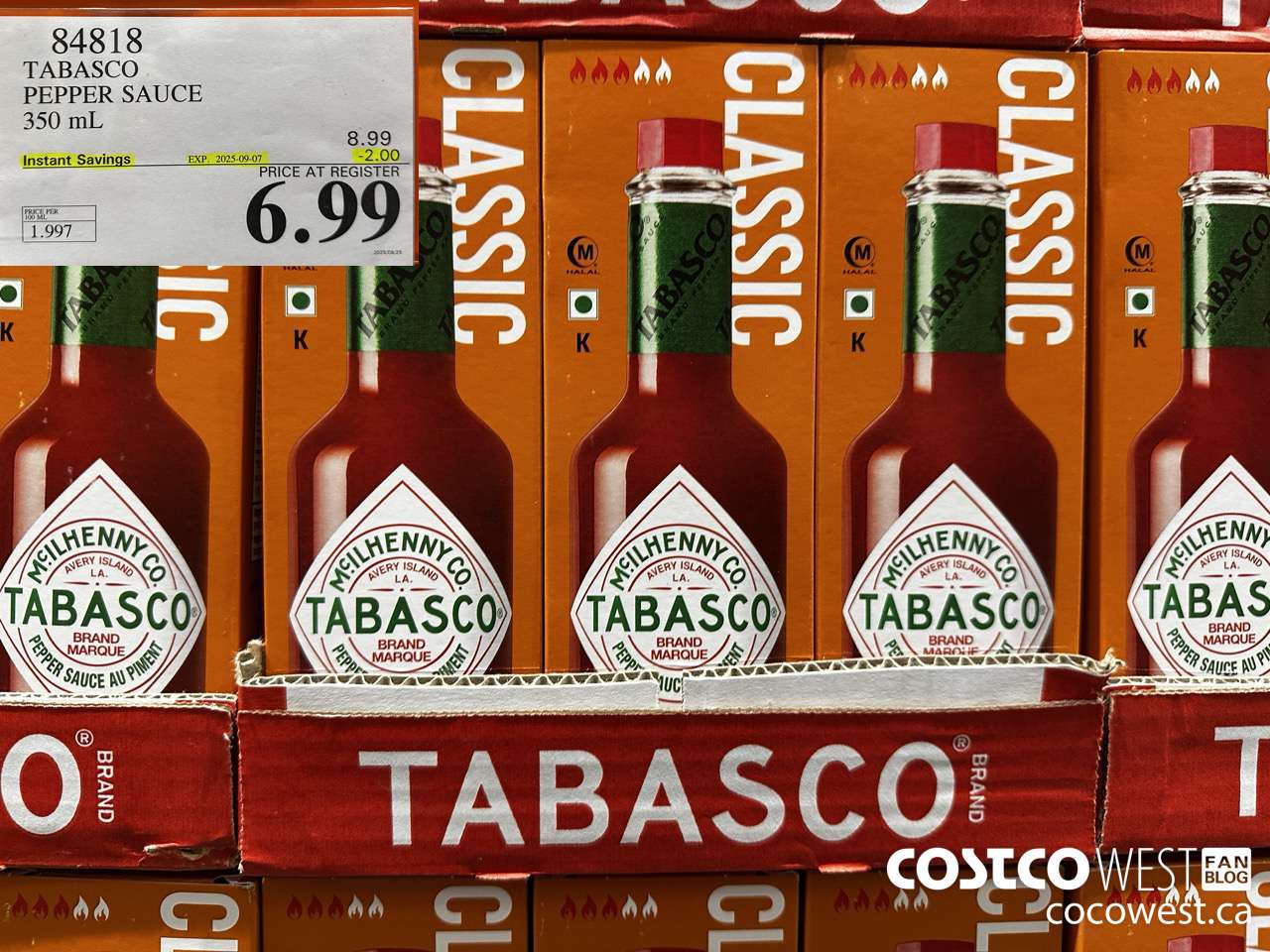 84818 TABASCO PEPPER SAUCE 350 ML ($2.00 INSTANT SAVINGS EXPIRES ON 2025-09-07) $6.99