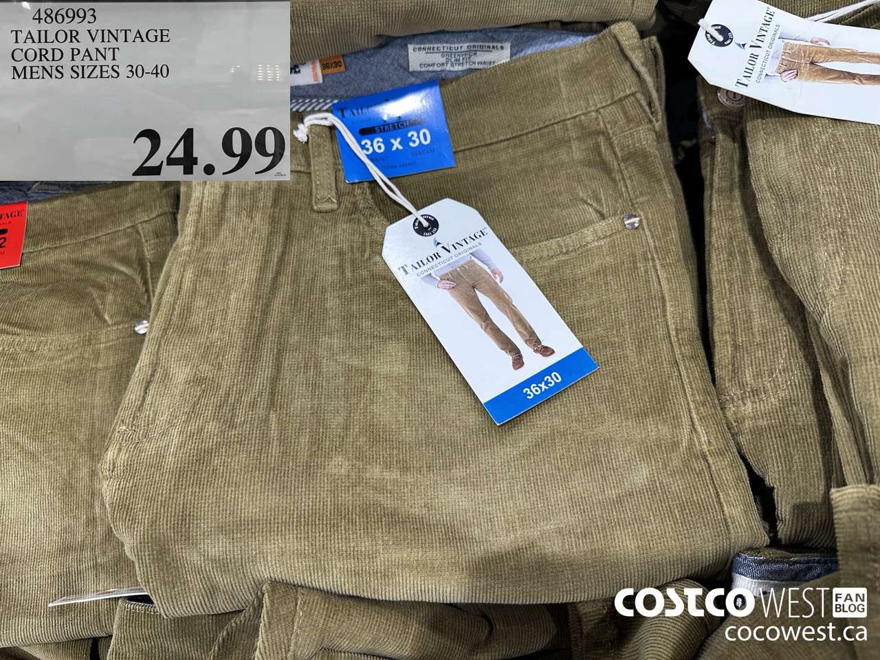 486993 TAILOR VINTAGE CORD PANT MENS SIZES 30-40 $24.99
