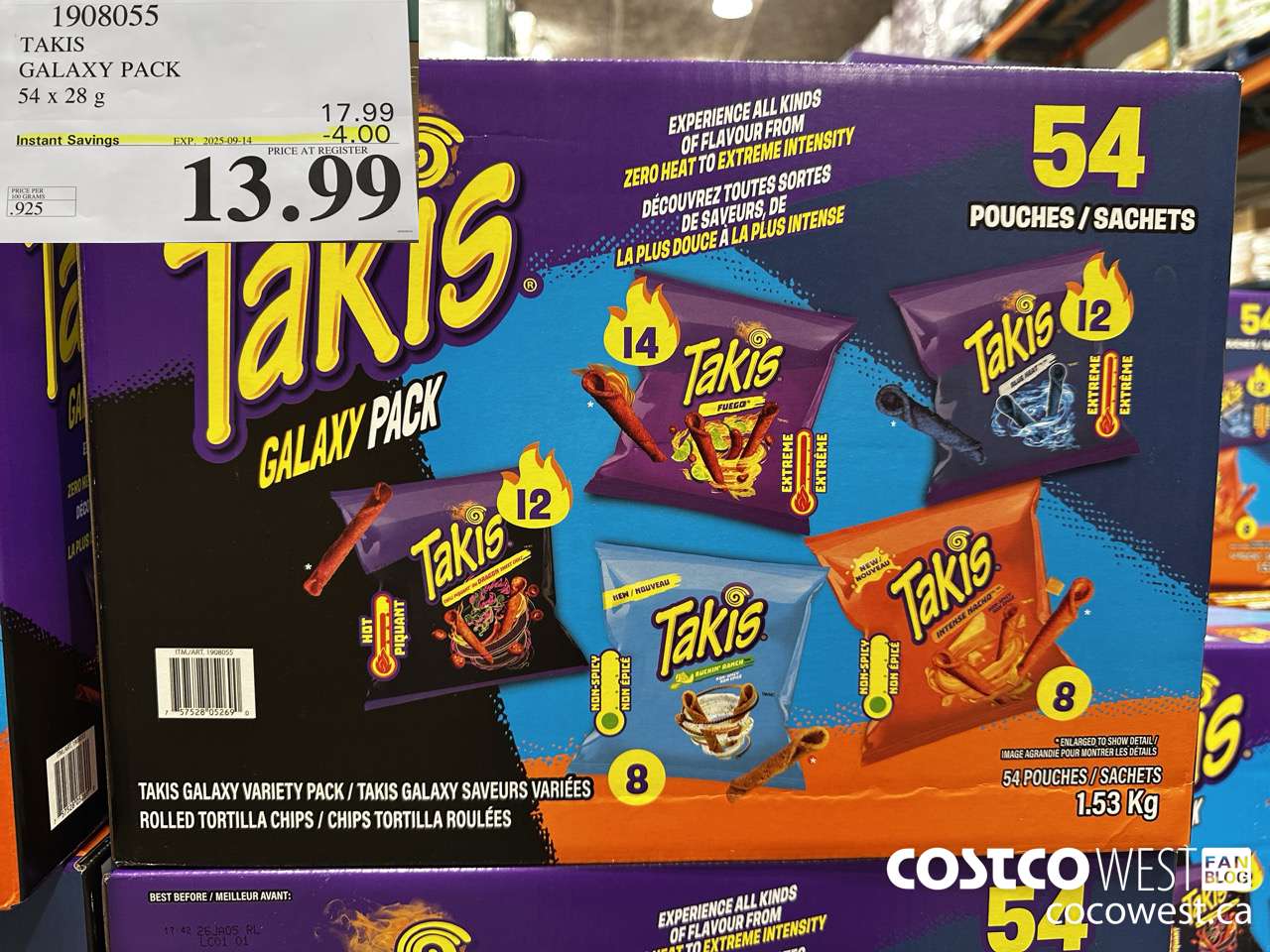 1908055 TAKI'S GALAXY PACK 54 X 28G ($4.00 INSTANT SAVINGS EXPIRES ON 2025-09-14) $13.99