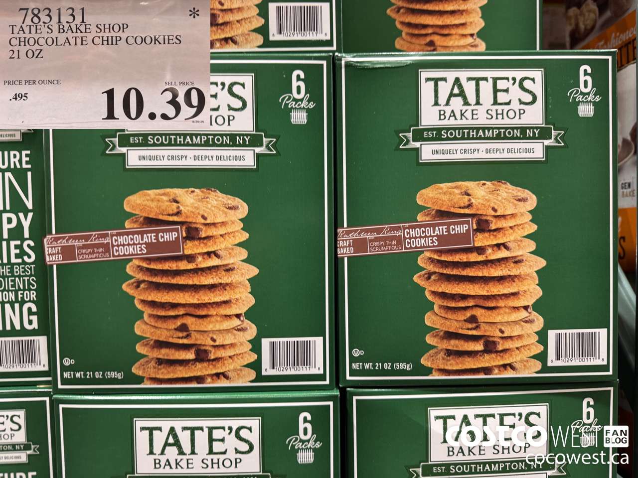 783131 TATE'S BAKE SHOP CHOCOLATE CHIP COOKIES 21 OZ $10.39