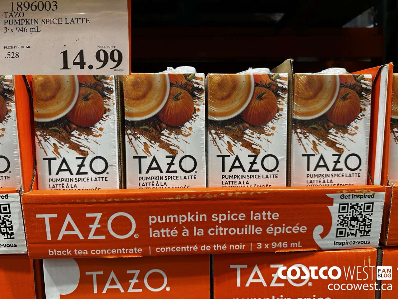 1896003 TAXO PUMPKIN SPICE LATTE 3 X 946ML $14.99