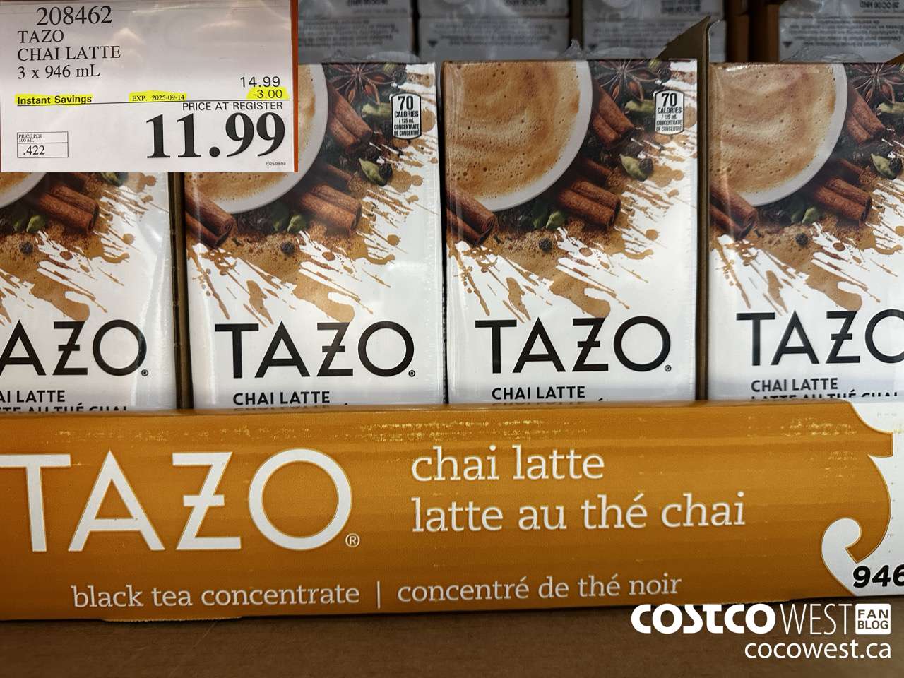 208462 TAZO CHAI LATTE 3 x 946 mL ($3.00 INSTANT SAVINGS EXPIRES ON 2025-09-14) $11.99