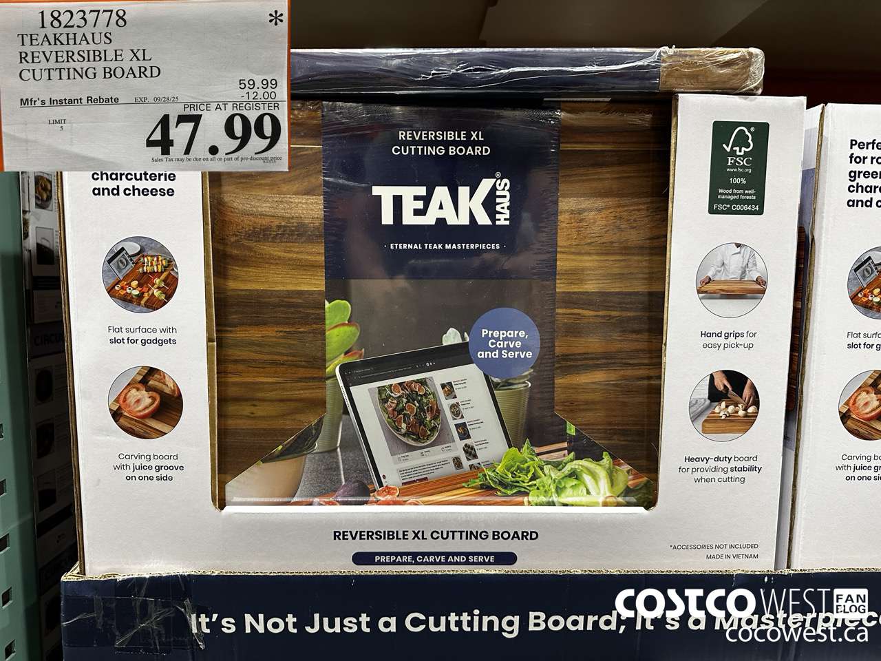 1823778 TEAKHAUS REVERSIBLE XL CUTTING BOARD ($12.00 INSTANT SAVINGS EXPIRES ON 2025-09-28) $47.99