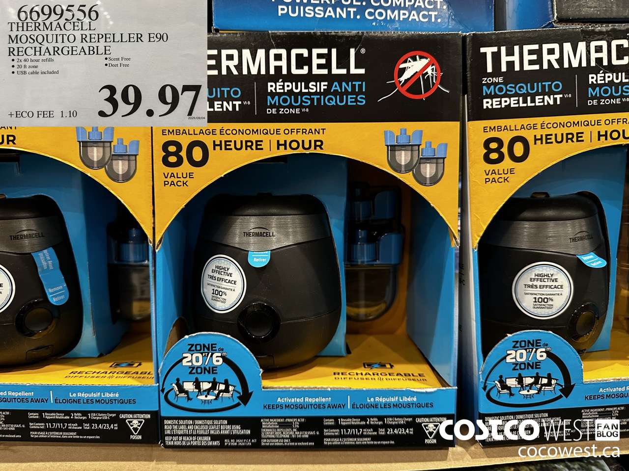 6699556 THERMACELL MOSQUITO REPELLER E90 RECHARGEABLE $39.97