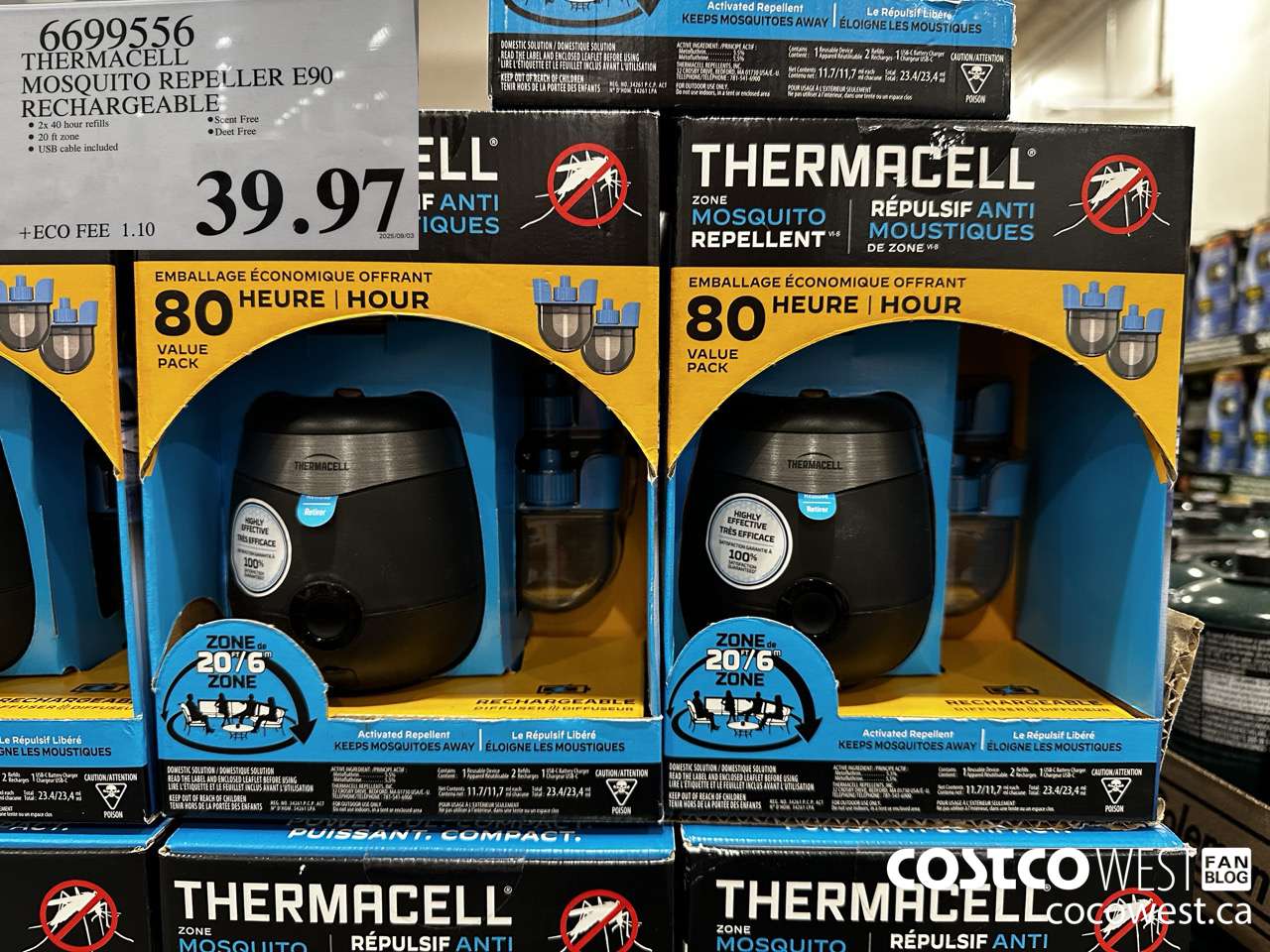 6699556 THERMACELL MOSQUITO REPELLER E90 RECHARGEABLE $39.97