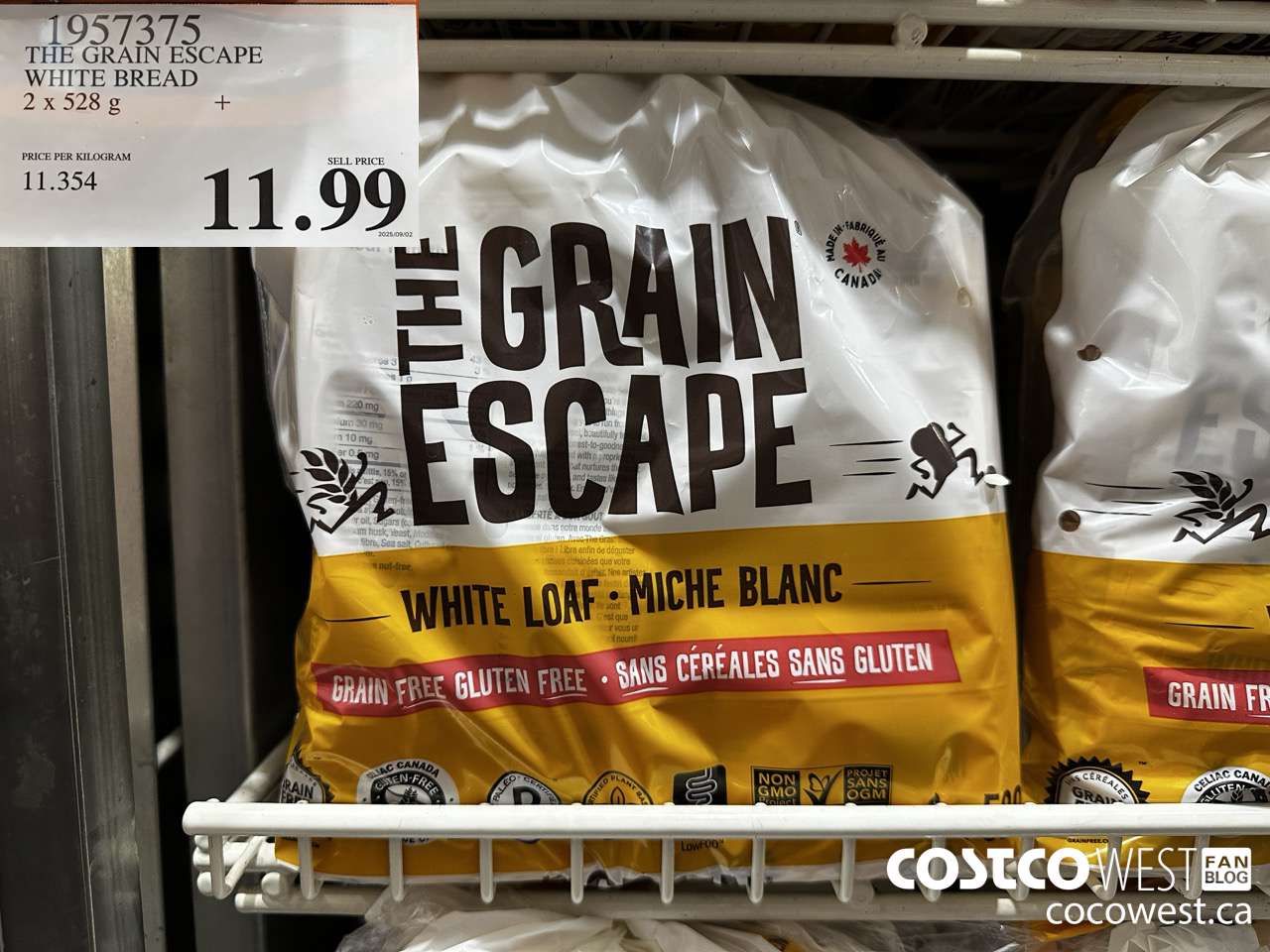 1957375 THE GRAIN ESCAPE WHITE BREAD 2 X 528G $11.99