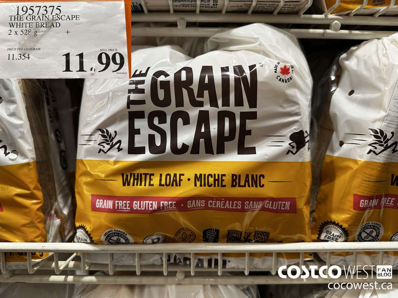 1957375 THE GRAIN ESCAPE WHITE BREAD 2 X 528G $11.99