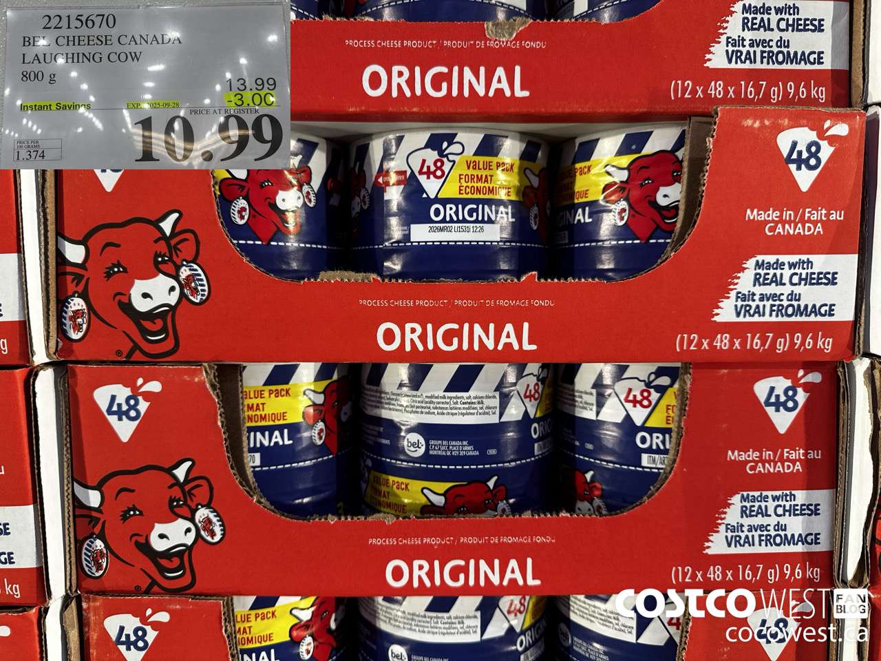 2215670 THE LAUGHING COW PROCESSED CHEESE 800G ($3.00 INSTANT SAVINGS EXPIRES ON 2025-09-28) $10.99