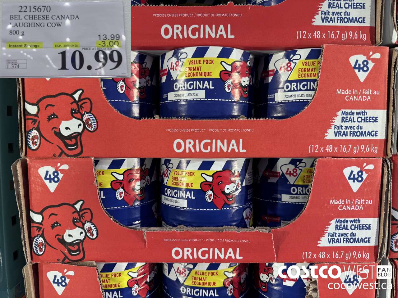 2215670 THE LAUGHING COW PROCESSED CHEESE 800G ($3.00 INSTANT SAVINGS EXPIRES ON 2025-09-28) $10.99