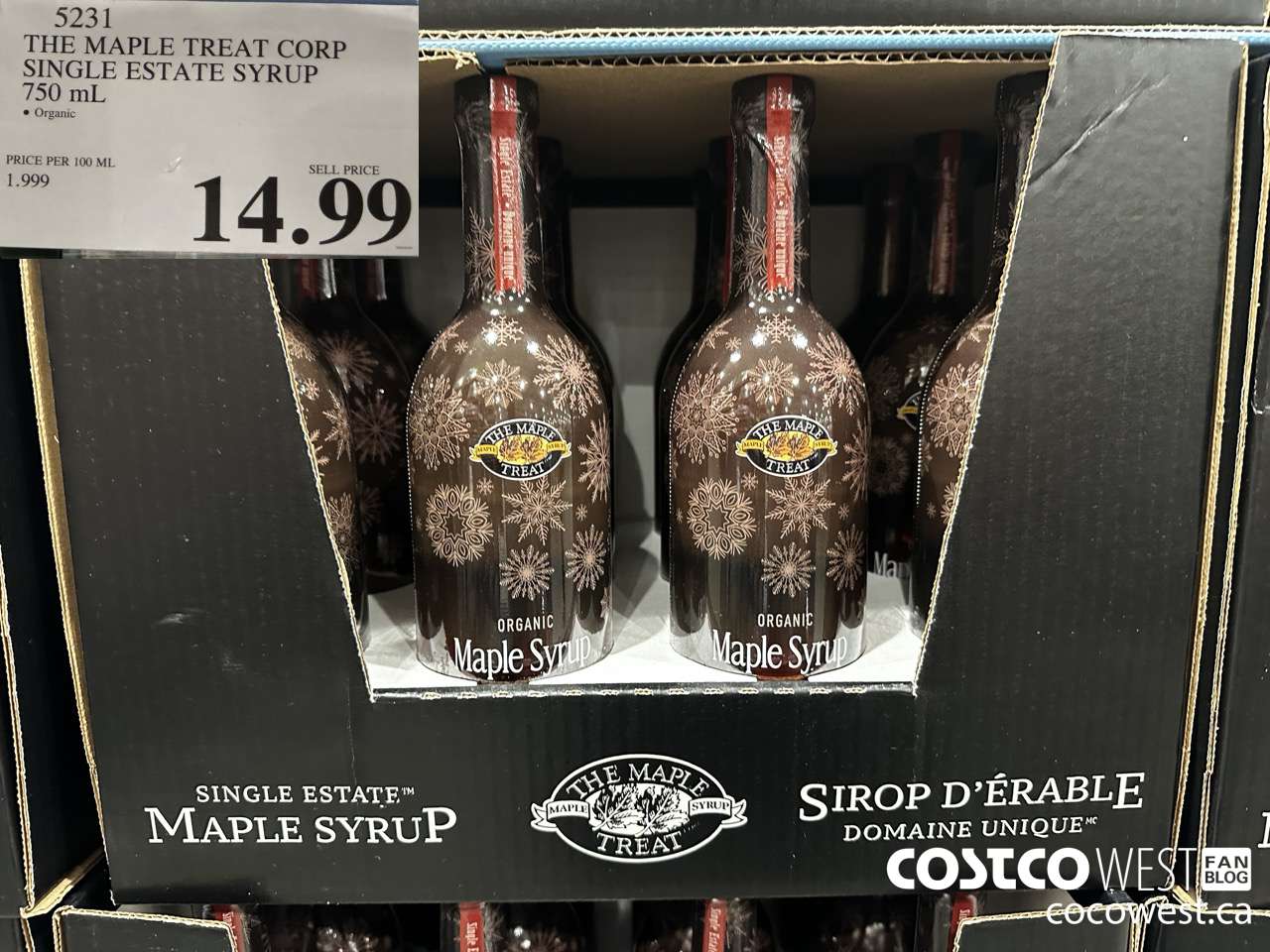 5231 THE MAPLE TREAT CORP ORGANIC SINGLE ESTATE SYRUP 750ML $14.99