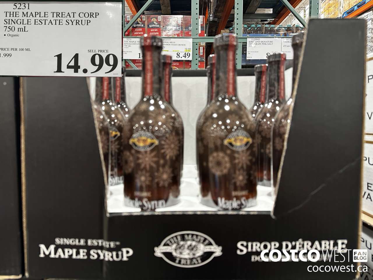 5231 THE MAPLE TREAT CORP ORGANIC SINGLE ESTATE SYRUP 750ML $14.99