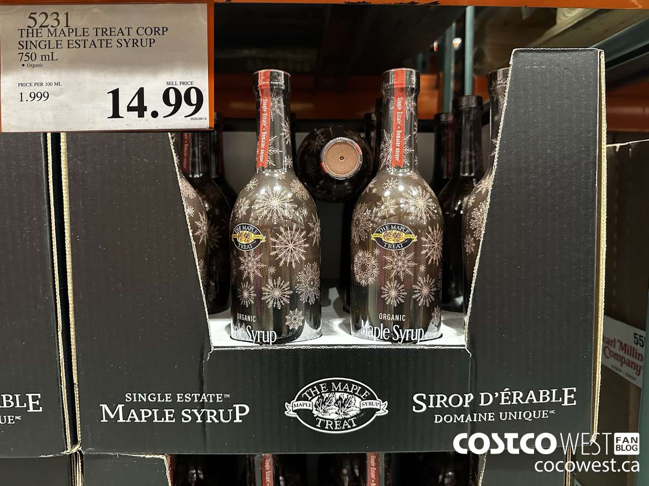 5231 THE MAPLE TREAT CORP ORGANIC SINGLE ESTATE SYRUP 750ML $14.99