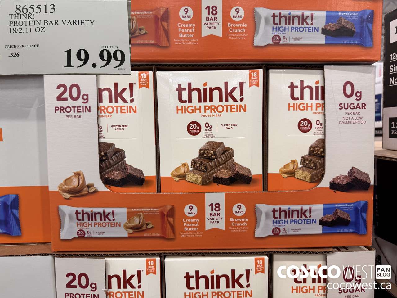 865513 THINK! PROTEIN BAR VARIETY 18/2.11 OZ $19.99