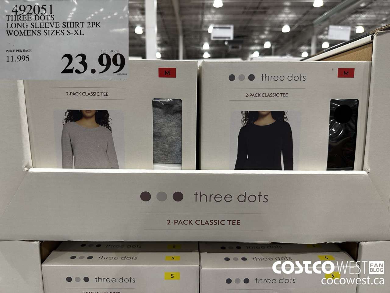 492051 THREE DOTS LONG SLEEVE SHIRT 2PK WOMENS SIZES S-XL $23.99
