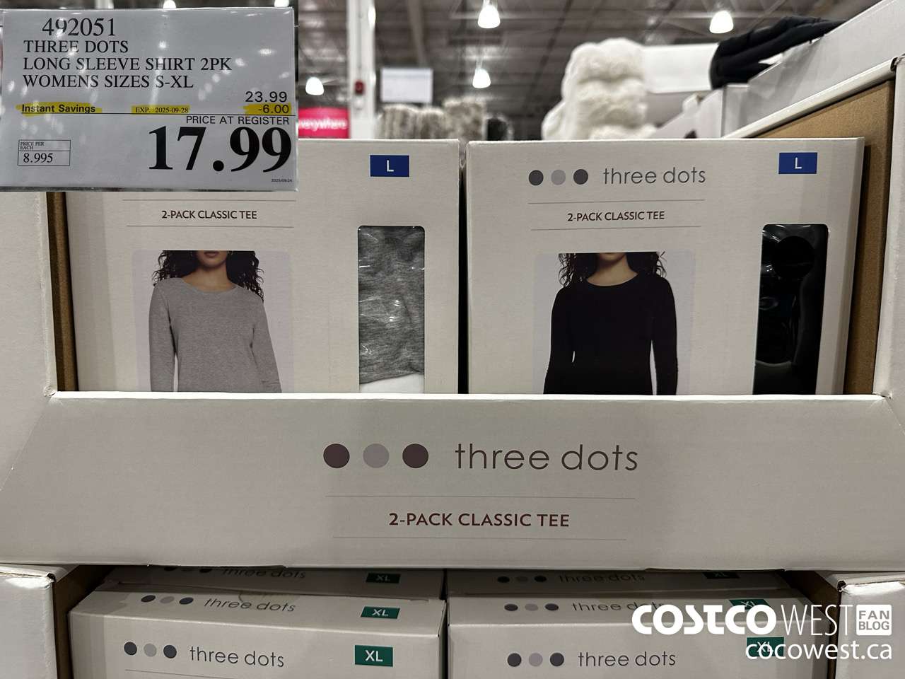 492051 THREE DOTS LONG SLEEVE SHIRT 2PK WOMENS SIZES S-XL $17.99