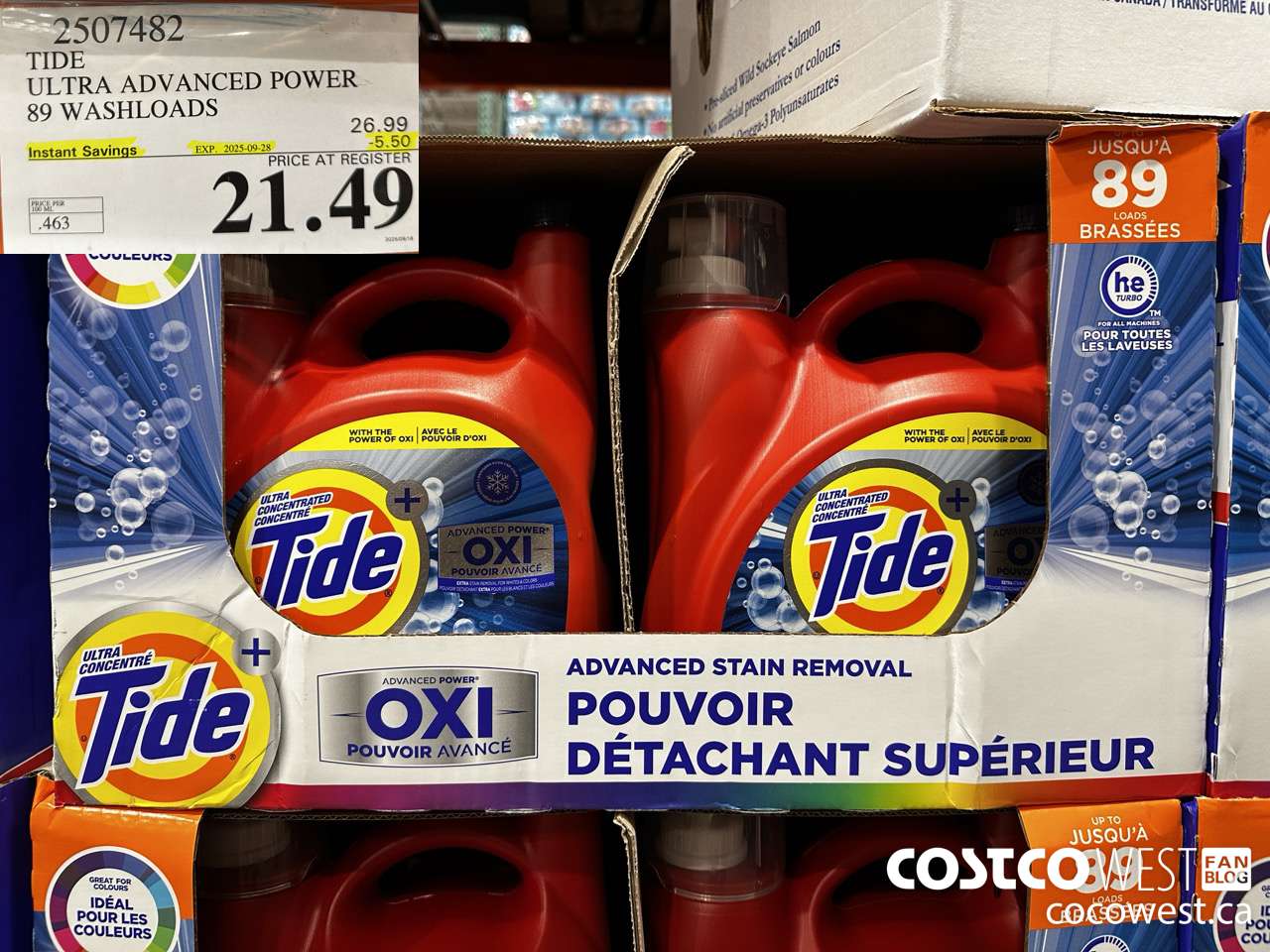 2507482 TIDE ADVANCED POWER LIQUID DETERGENT 4.64 L 89 WASHLOADS ($5.50 INSTANT SAVINGS EXPIRES ON 2025-09-28) $21.49