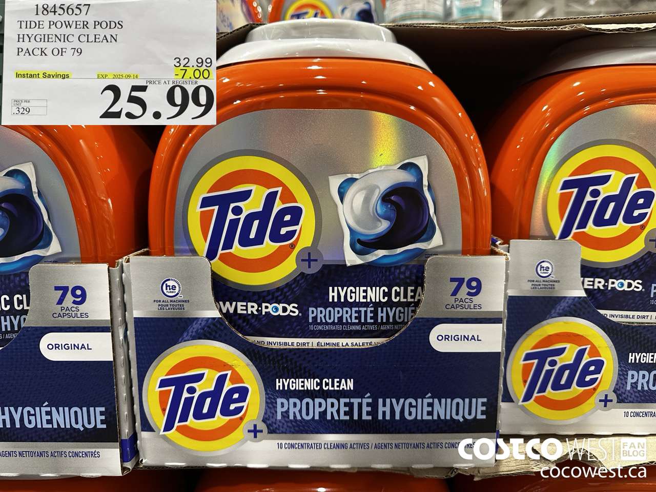 1845657 TIDE POWER PODS HYGIENIC CLEAN PACK OF 79 ($7.00 INSTANT SAVINGS EXPIRES ON 2025-09-14) $25.99