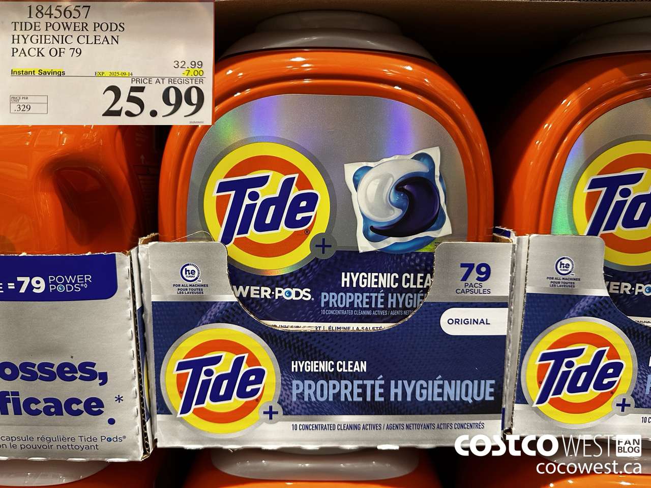 1845657 TIDE POWER PODS HYGIENIC CLEAN PACK OF 79 ($7.00 INSTANT SAVINGS EXPIRES ON 2025-09-14) $25.99
