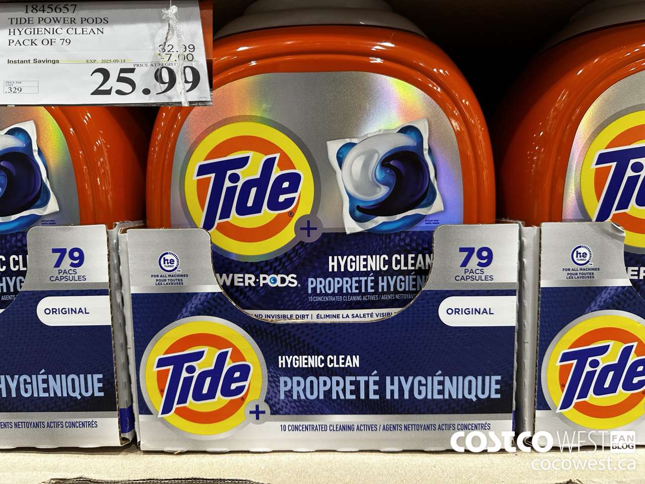 1845657 TIDE POWER PODS HYGIENIC CLEAN PACK OF 79 ($7.00 INSTANT SAVINGS EXPIRES ON 2025-09-14) $25.99