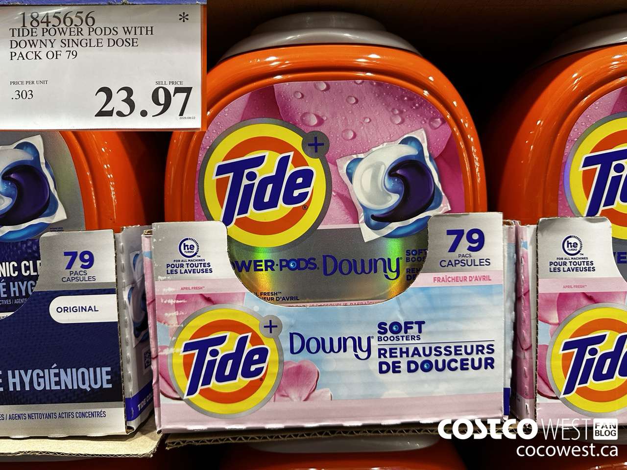 1845656 TIDE POWER PODS WITH DOWNY SINGLE DOSE PACK OF 79 $23.97
