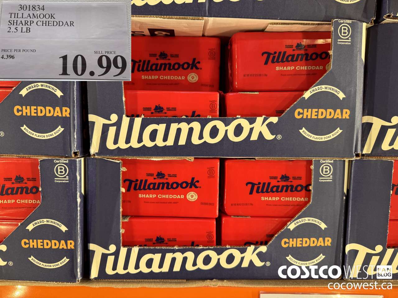 301834 TILLAMOOK SHARP CHEDDAR 2.5 LB $10.99
