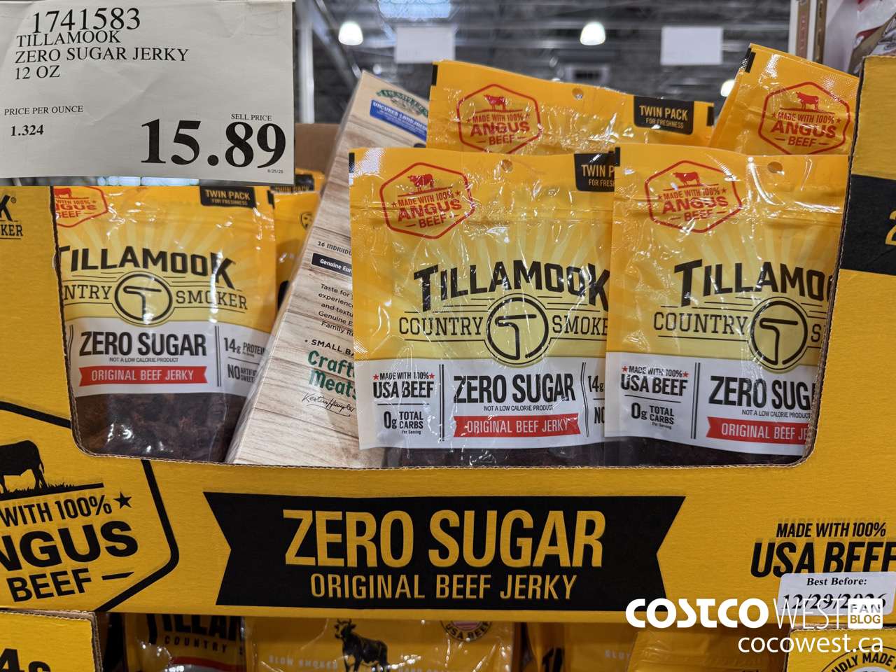 1741583 TILLAMOOK ZERO SUGAR JERKY 12 OZ $15.89