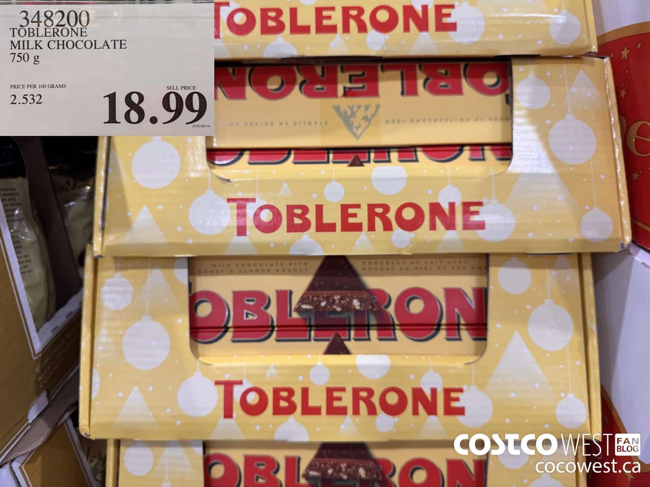 348200 TOBLERONE MILK CHOCOLATE 750 G $18.99