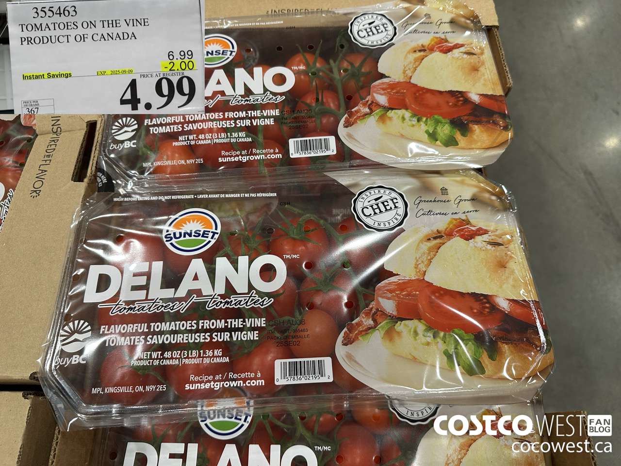 355463 TOMATOES ON THE VINE PRODUCT OF CANADA ($2.00 INSTANT SAVINGS EXPIRES ON 2025-09-09) $4.99