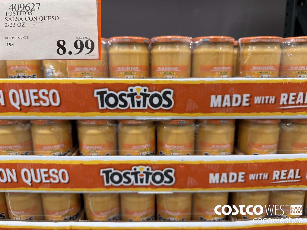 409627 TOSTITOS SALSA CON QUESO 2/23 OZ $8.99