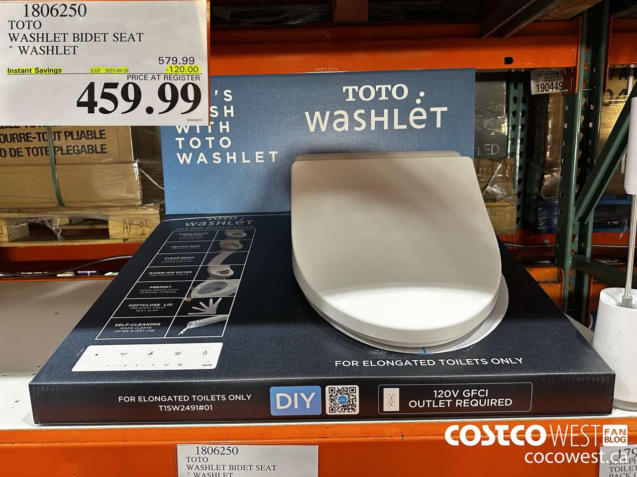 1806250 TOTO WASHLET BIDET SEAT WASHLET ($120.00 INSTANT SAVINGS EXPIRES ON 2025-09-28) $459.99
